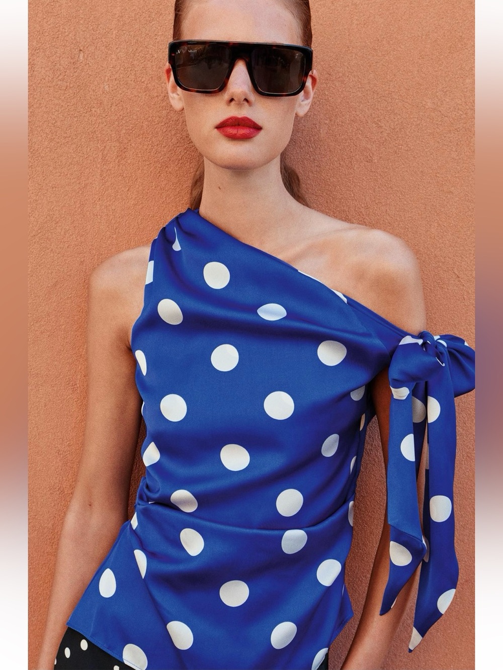 New ZARA Polka Dot Bow Top